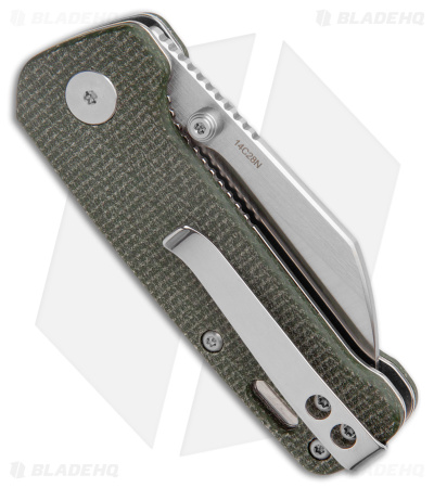 QSP Penguin Mini Liner Lock Knife Green Micarta (2.25" Satin)
