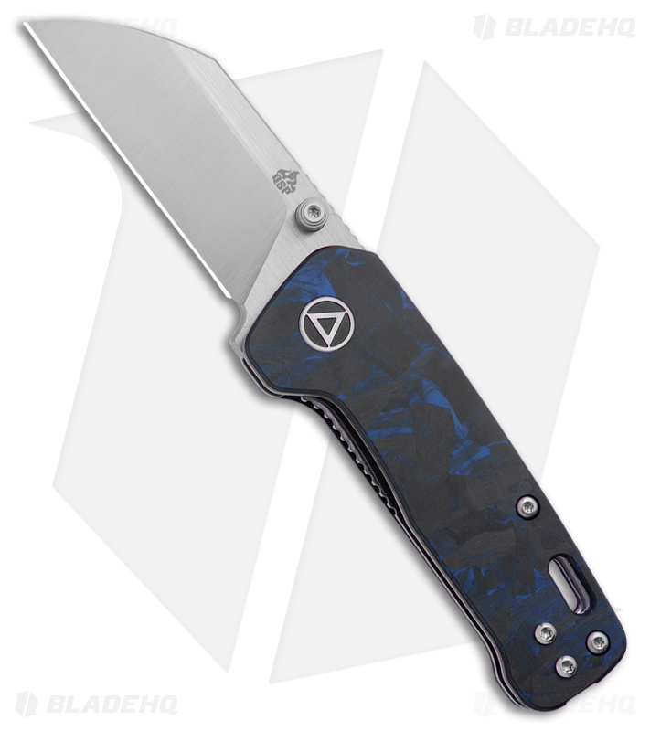 QSP Penguin Mini Liner Lock Knife Shredded Carbon Fiber Blue (2.25" Satin)