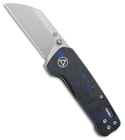 QSP Penguin Mini Liner Lock Knife Shredded Carbon Fiber Blue (2.25" Satin)