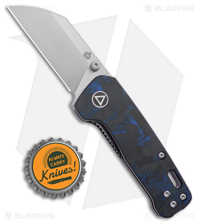 QSP Penguin Mini Liner Lock Knife Shredded Carbon Fiber Blue (2.25" Satin)