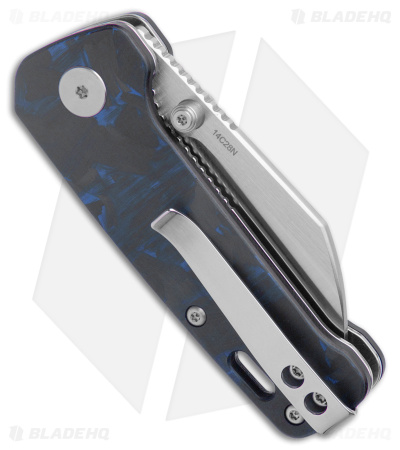 QSP Penguin Mini Liner Lock Knife Shredded Carbon Fiber Blue (2.25" Satin)