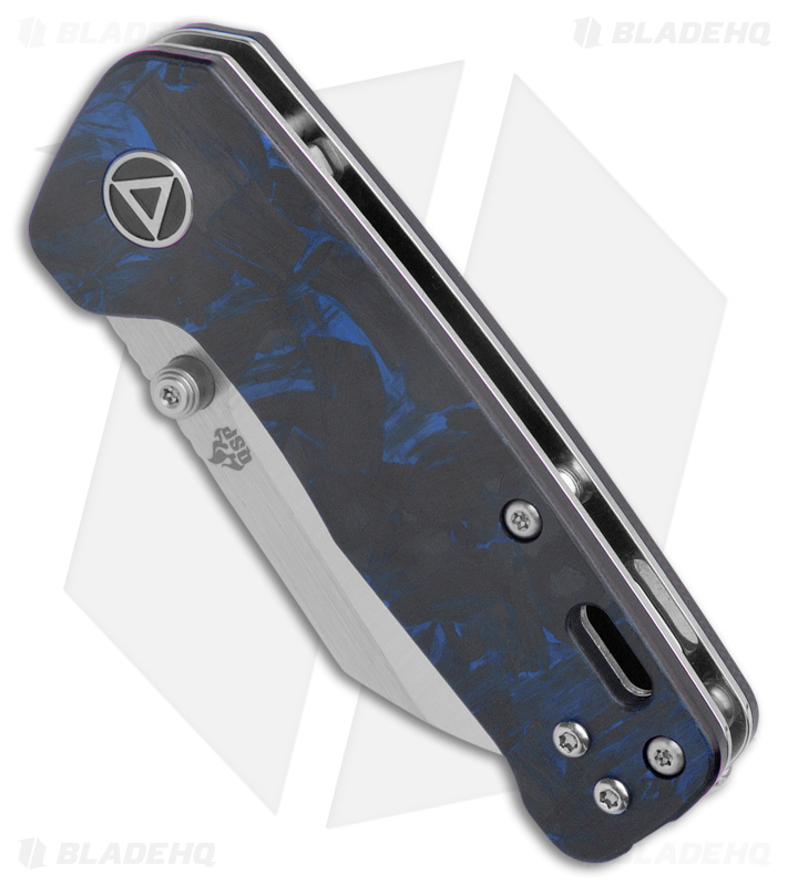 QSP Penguin Mini Liner Lock Knife Shredded Carbon Fiber Blue (2.25" Satin)