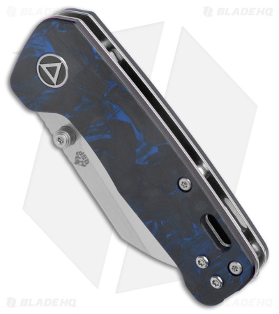 QSP Penguin Mini Liner Lock Knife Shredded Carbon Fiber Blue (2.25" Satin)