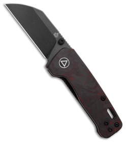 QSP Penguin Mini Liner Lock Knife Red Shredded Carbon Fiber (2.25" Blackwashed)