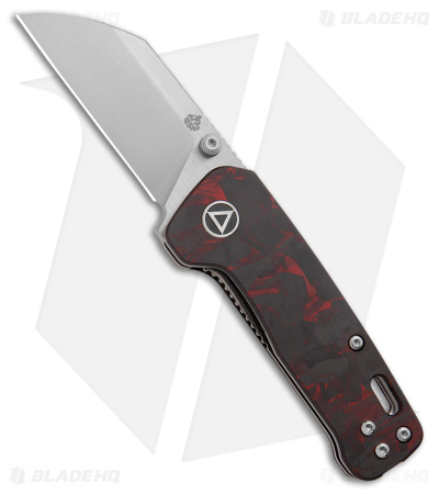 QSP Penguin Mini Liner Lock Knife Red Shredded Carbon Fiber (2.25" Satin)