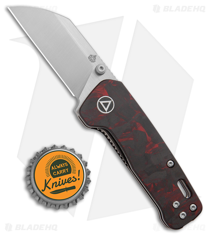 QSP Penguin Mini Liner Lock Knife Red Shredded Carbon Fiber (2.25" Satin)