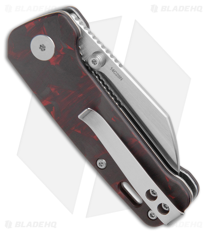 QSP Penguin Mini Liner Lock Knife Red Shredded Carbon Fiber (2.25" Satin)