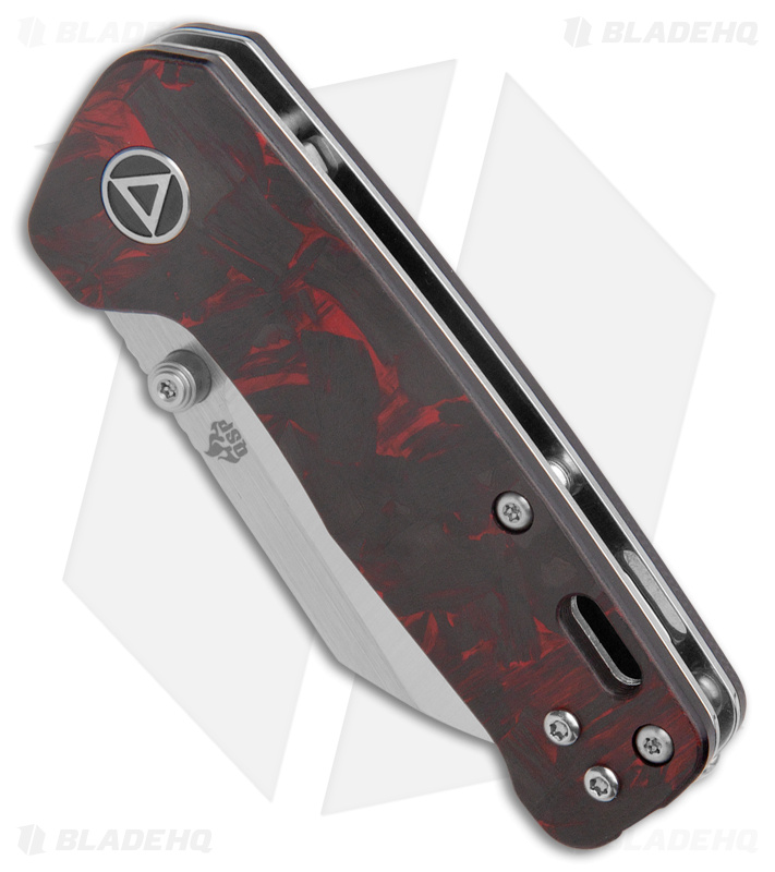 QSP Penguin Mini Liner Lock Knife Red Shredded Carbon Fiber (2.25" Satin)