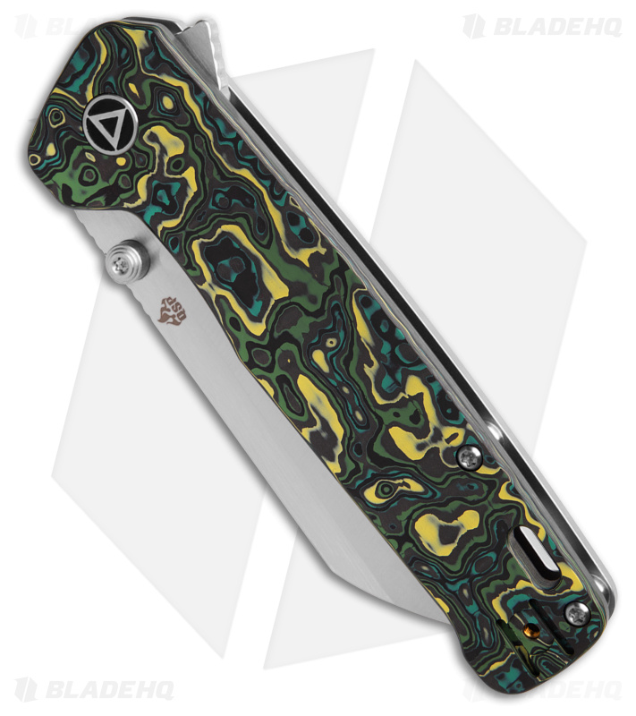 QSP Penguin Plus Frame Lock Knife Green/Yellow CF (3.38" Satin)