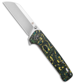 QSP Penguin Plus Frame Lock Knife Green/Yellow CF (3.38" Satin)