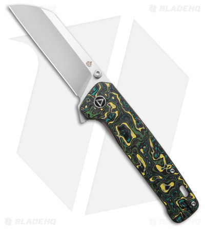 QSP Penguin Plus Frame Lock Knife Green/Yellow CF (3.38" Satin)