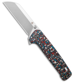 QSP Penguin Plus Frame Lock Knife Red/White/Blue CF (3.38" Satin)