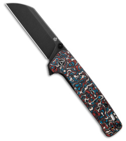 QSP Penguin Plus Frame Lock Knife Red/White/Blue CF (3.38" Black Stonewash)