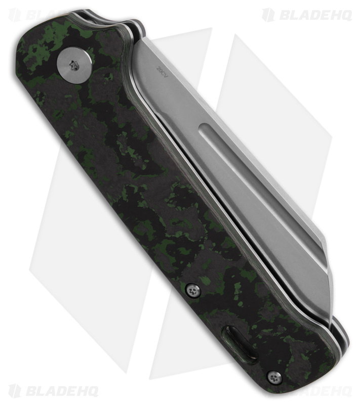 QSP Penguin Sheepsfoot Slip Joint Knife Black/Green Fat Carbon (3.25" Stonewash)
