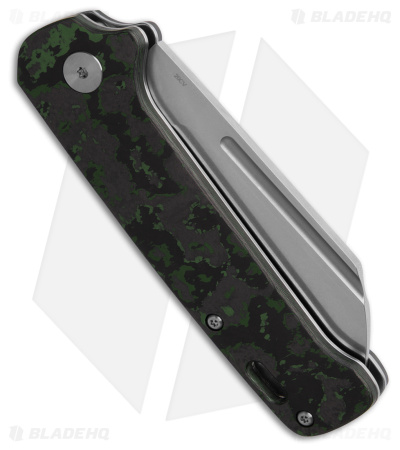 QSP Penguin Sheepsfoot Slip Joint Knife Black/Green Fat Carbon (3.25" Stonewash)
