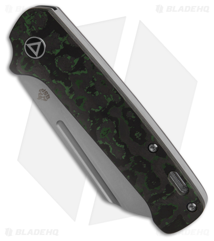 QSP Penguin Sheepsfoot Slip Joint Knife Black/Green Fat Carbon (3.25" Stonewash)