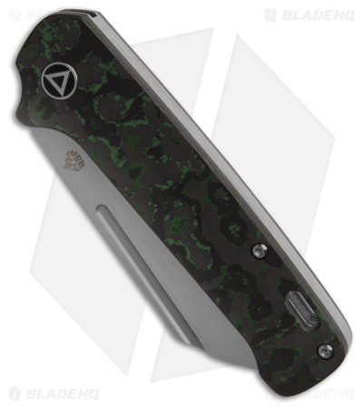 QSP Penguin Sheepsfoot Slip Joint Knife Black/Green Fat Carbon (3.25" Stonewash)