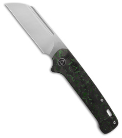 QSP Penguin Sheepsfoot Slip Joint Knife Black/Green Fat Carbon (3.25" Stonewash)