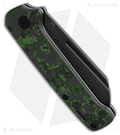 QSP Penguin Sheepsfoot Slip Joint Knife Black/Green Fat Carbon (3.25" Black SW)