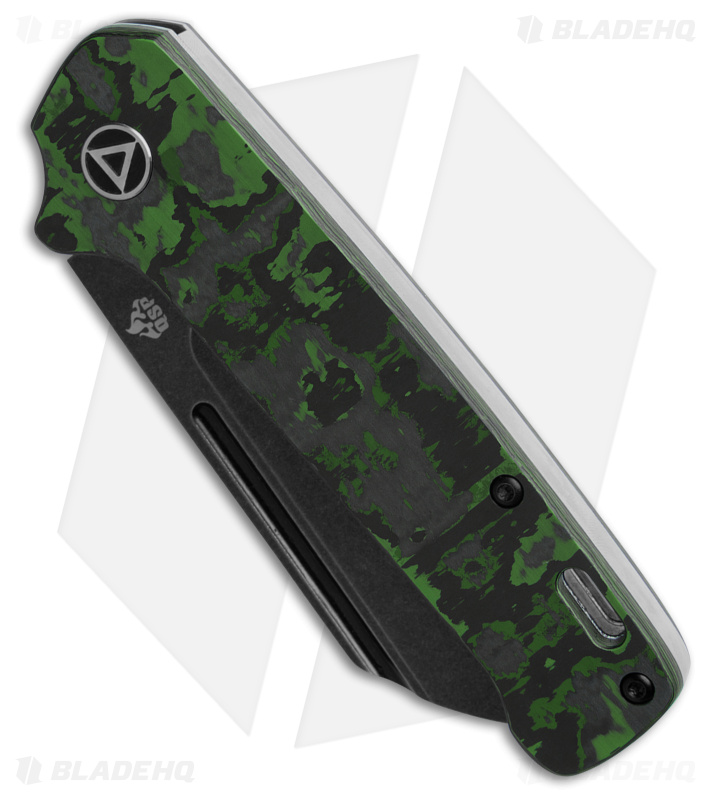 QSP Penguin Sheepsfoot Slip Joint Knife Black/Green Fat Carbon (3.25" Black SW)