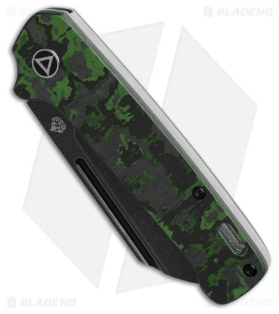 QSP Penguin Sheepsfoot Slip Joint Knife Black/Green Fat Carbon (3.25" Black SW)