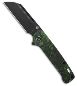 QSP Penguin Sheepsfoot Slip Joint Knife Black/Green Fat Carbon (3.25" Black SW)