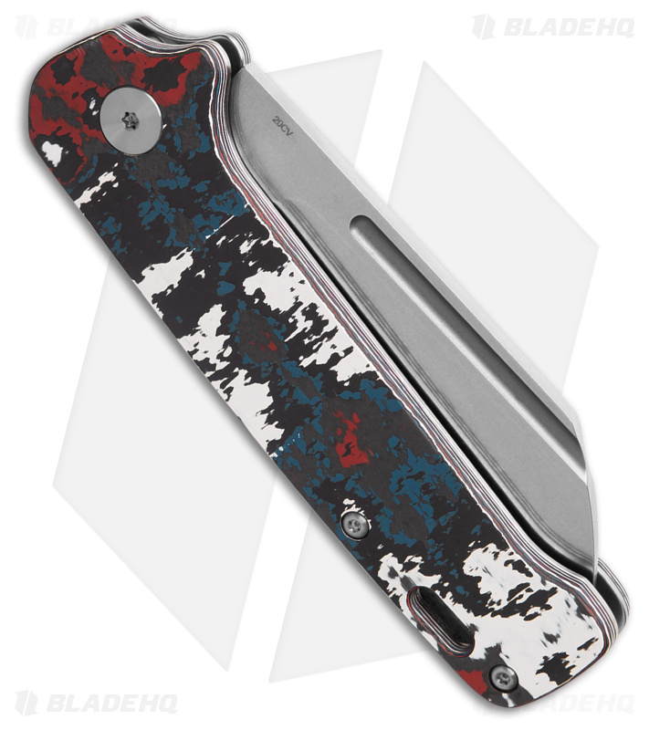 QSP Penguin Slip Joint Knife Black/Red/White/Blue Fat Carbon (3.25" Stonewash)