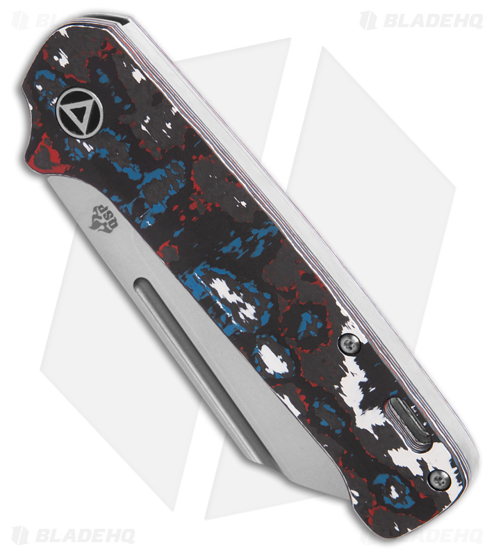 QSP Penguin Slip Joint Knife Black/Red/White/Blue Fat Carbon (3.25" Stonewash)
