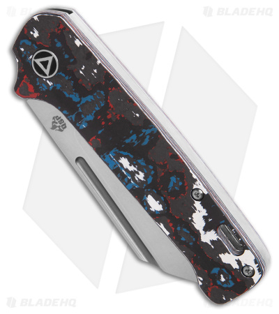 QSP Penguin Slip Joint Knife Black/Red/White/Blue Fat Carbon (3.25" Stonewash)