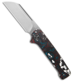 QSP Penguin Slip Joint Knife Black/Red/White/Blue Fat Carbon (3.25" Stonewash)