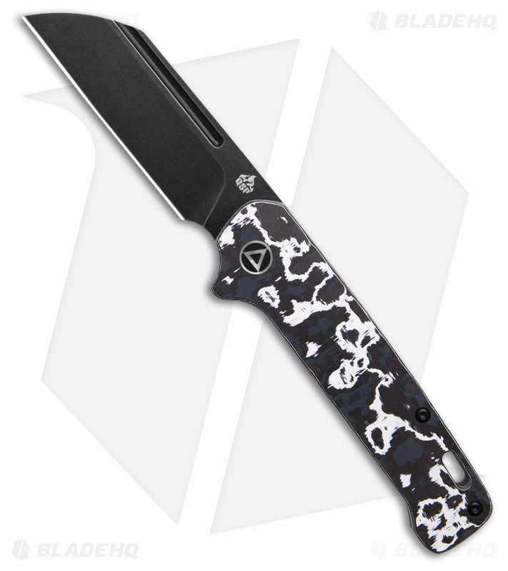 QSP Penguin Sheepsfoot Slip Joint Knife Black/White Fat Carbon (3.25" Black SW)