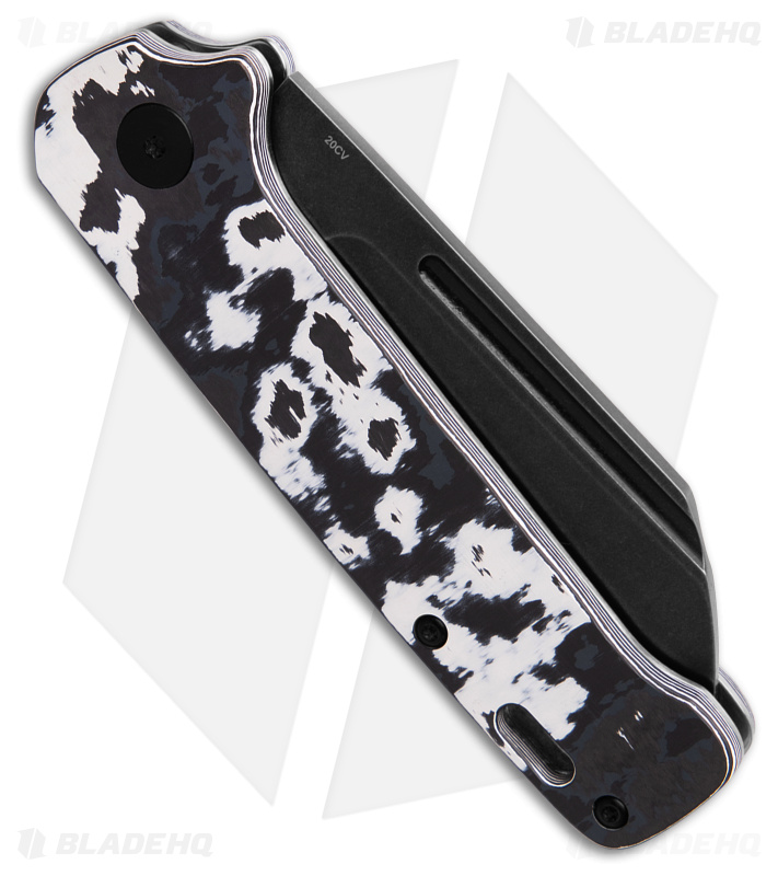 QSP Penguin Sheepsfoot Slip Joint Knife Black/White Fat Carbon (3.25" Black SW)