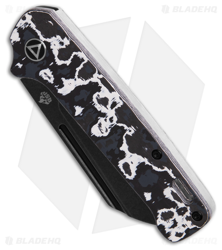 QSP Penguin Sheepsfoot Slip Joint Knife Black/White Fat Carbon (3.25" Black SW)