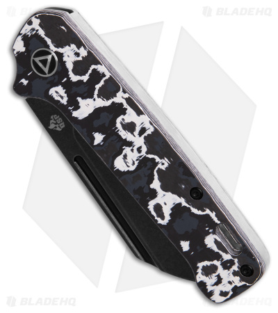 QSP Penguin Sheepsfoot Slip Joint Knife Black/White Fat Carbon (3.25" Black SW)