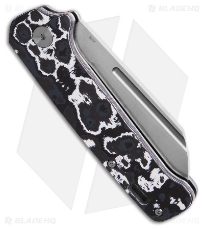 QSP Penguin Sheepsfoot Slip Joint Knife Black/White Fat Carbon (3.25" SW)