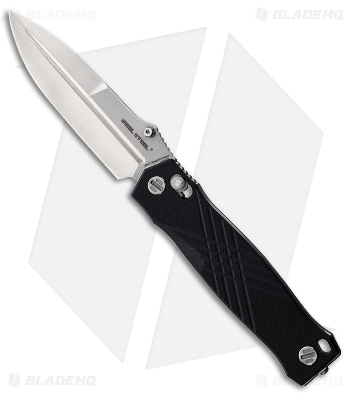 Real Steel Muninn Crossbar Lock Knife Black G-10 ( 3.6" Satin) RS7751BS
