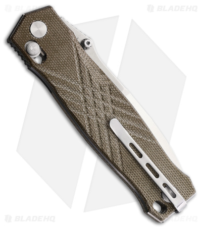 Real Steel Muninn Crossbar Lock Knife Green Micarta (3.6" Satin) RS7751GM