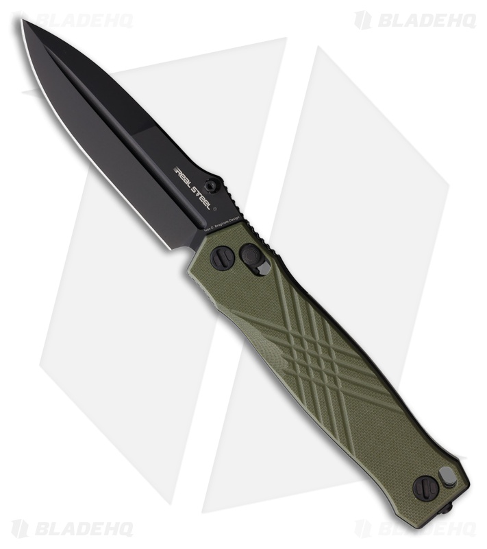 Real Steel Muninn Crossbar Lock Knife OD Green G-10 (3.6" Black) RS7752GB