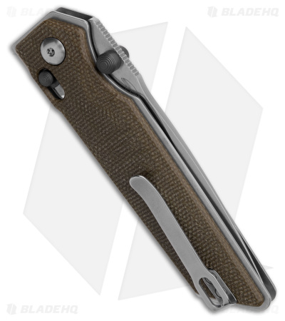 Real Steel Sacra Slide Lock Knife Green Micarta (3.2" Stonewash)