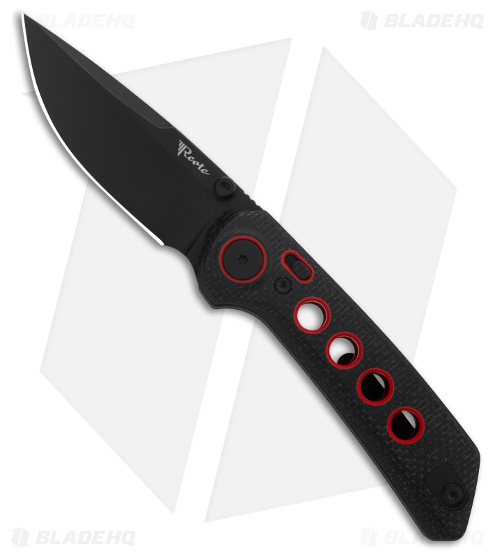 Reate PL-XT Black Micarta/Red G-10 Drop Point Black Nitro-V