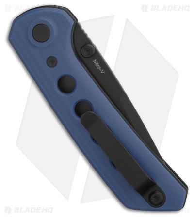 Reate PL-XT Drop Point Pivot Lock Knife Blue G-10 (3" Black Nitro-V)