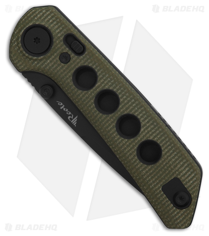 Reate PL-XT Drop Point Pivot Lock Knife Green Micarta/Black G-10 (3" Black)