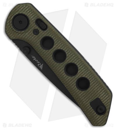Reate PL-XT Drop Point Pivot Lock Knife Green Micarta/Black G-10 (3" Black)