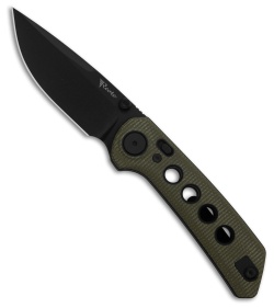 Reate PL-XT Drop Point Pivot Lock Knife Green Micarta/Black G-10 (3" Black)