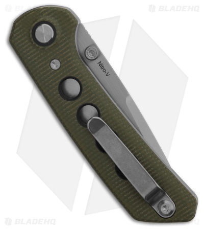Reate PL-XT Drop Point Pivot Lock Knife Green Micarta/Black G-10 (3" SW)