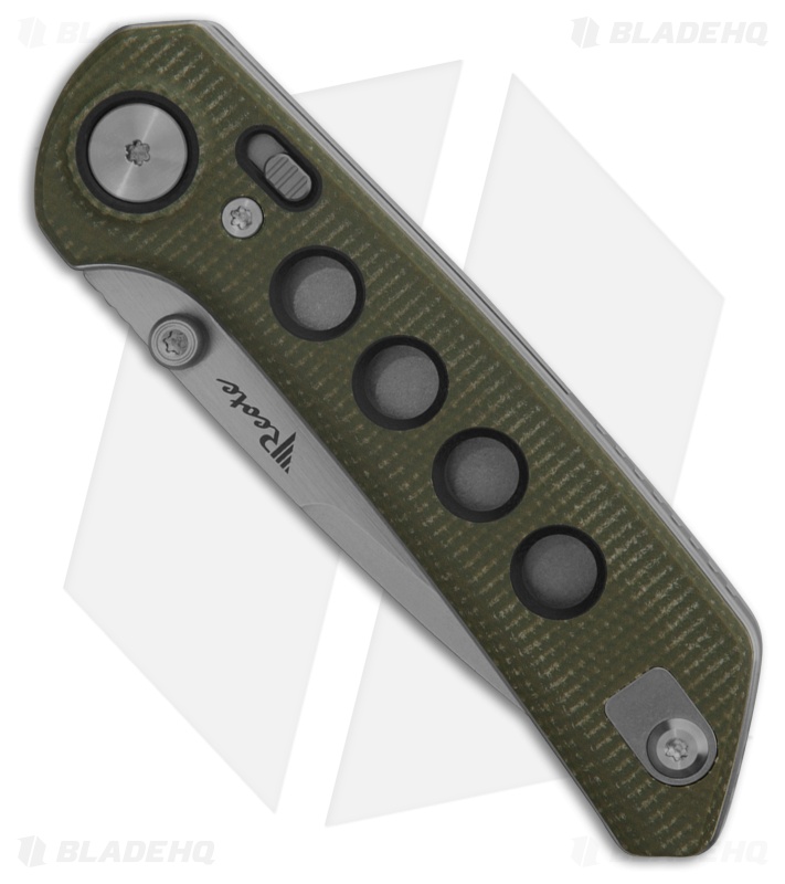 Reate PL-XT Drop Point Pivot Lock Knife Green Micarta/Black G-10 (3" SW)