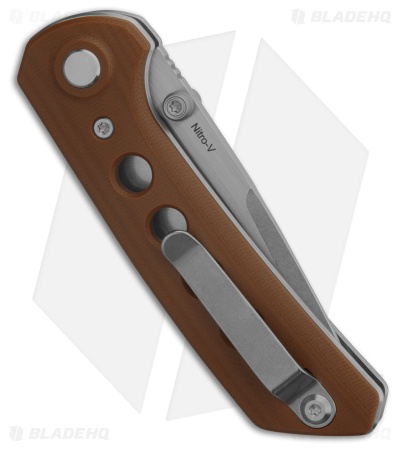 Reate PL-XT Drop Point Pivot Lock Knife Tan G-10 (3" Stonewash Nitro-V)