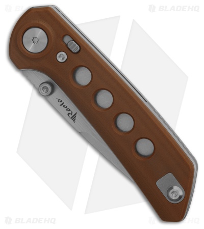 Reate PL-XT Drop Point Pivot Lock Knife Tan G-10 (3" Stonewash Nitro-V)
