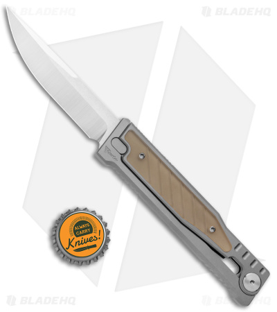 Reate EXO Drop Point Gravity Knife Titanium/Amber Ultem (3.75" Satin/SW ELMAX)