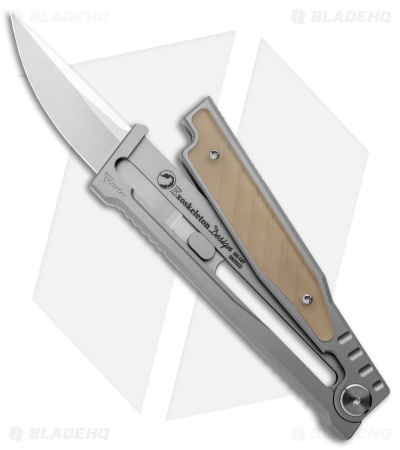Reate EXO Drop Point Gravity Knife Titanium/Amber Ultem (3.75" Satin/SW ELMAX)